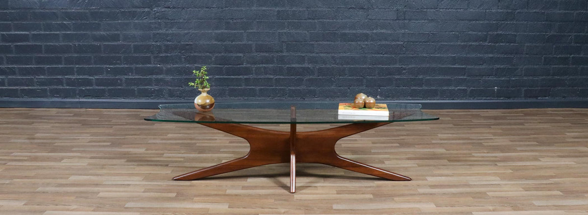 Adrian Pearsall 893-TGO Sculpted Coffee Table w/ Stingray Glass Top