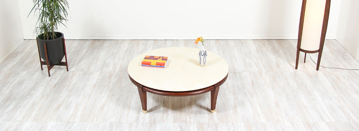 Paul Laszlo Floating Marble Top Coffee Table for Brown Saltman