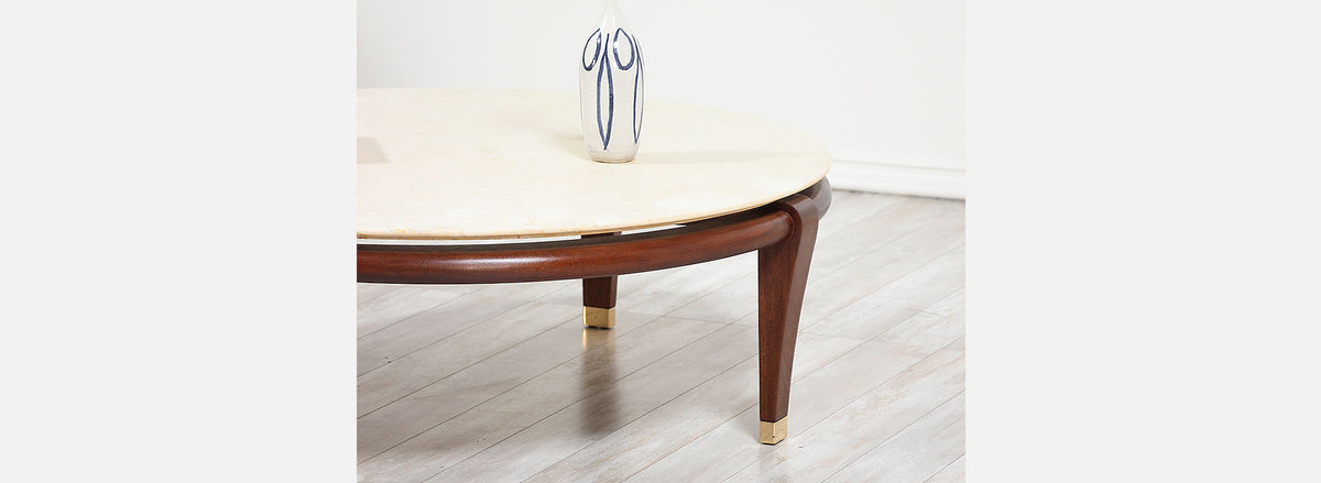 Paul Laszlo Floating Marble Top Coffee Table for Brown Saltman