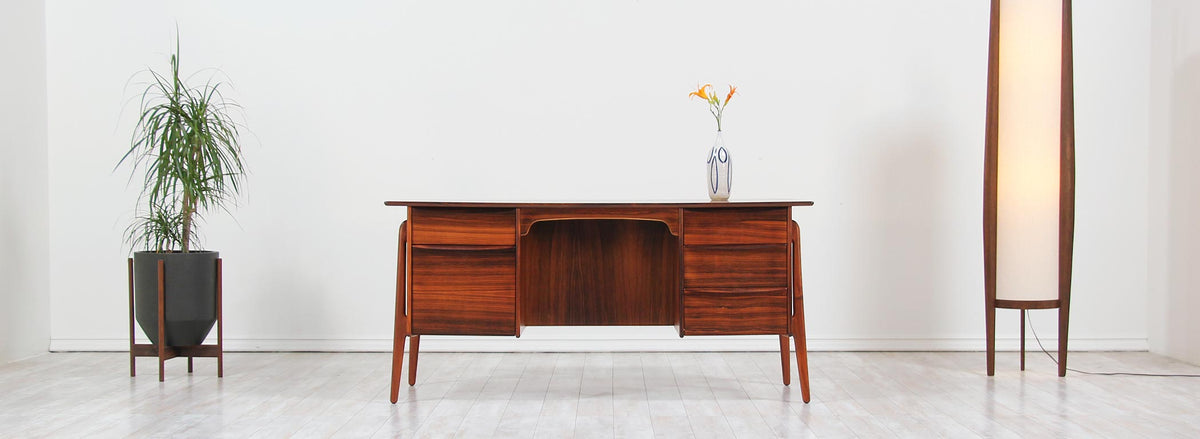 Svend A. Madsen Rosewood Desk with Bookshelf for Sigurd Hansen