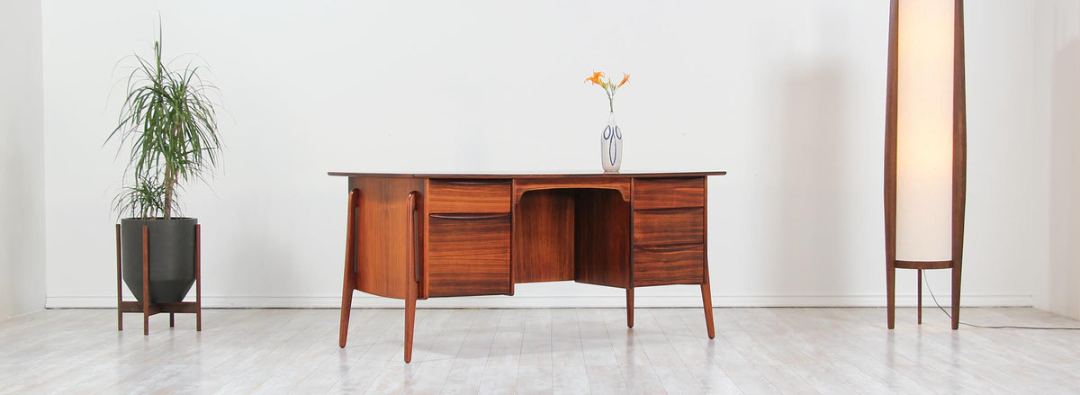 Svend A. Madsen Rosewood Desk with Bookshelf for Sigurd Hansen