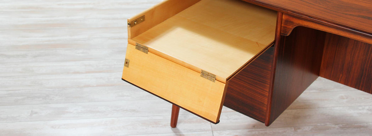 Svend A. Madsen Rosewood Desk with Bookshelf for Sigurd Hansen