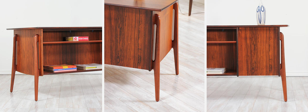 Svend A. Madsen Rosewood Desk with Bookshelf for Sigurd Hansen