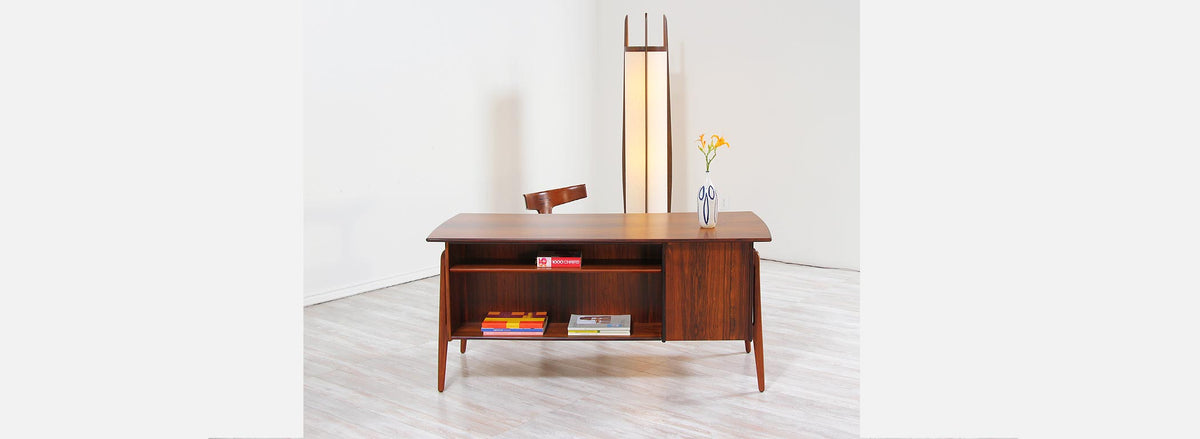 Svend A. Madsen Rosewood Desk with Bookshelf for Sigurd Hansen