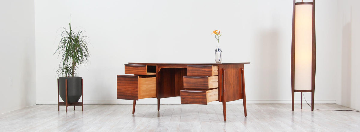 Svend A. Madsen Rosewood Desk with Bookshelf for Sigurd Hansen