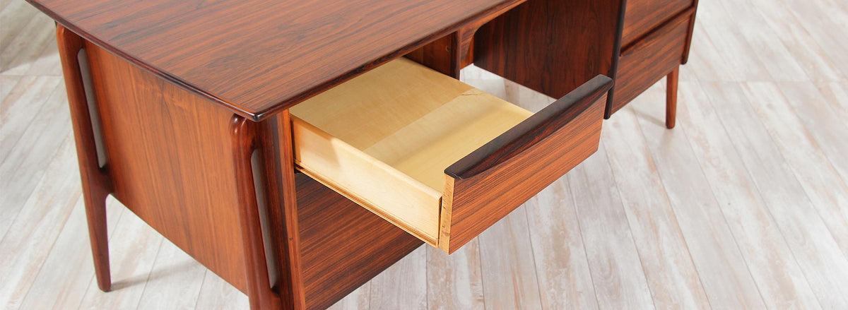Svend A. Madsen Rosewood Desk with Bookshelf for Sigurd Hansen
