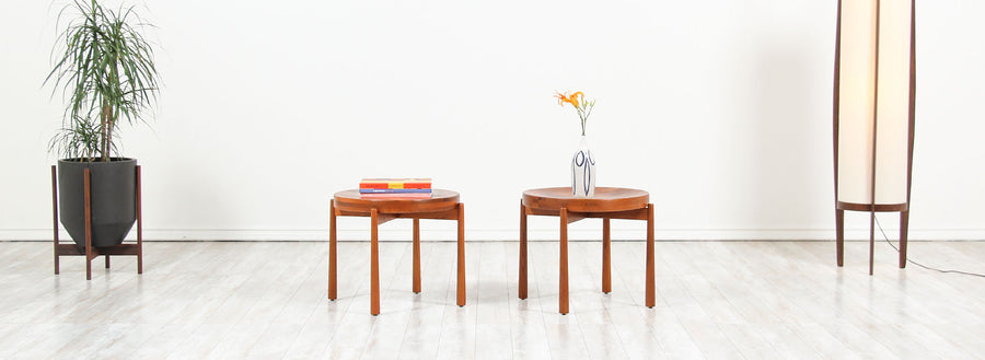 Swedish Modern Reversible Tray Top Side Tables by Dux