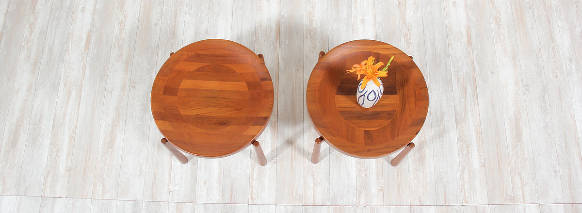 Swedish Modern Reversible Tray Top Side Tables by Dux