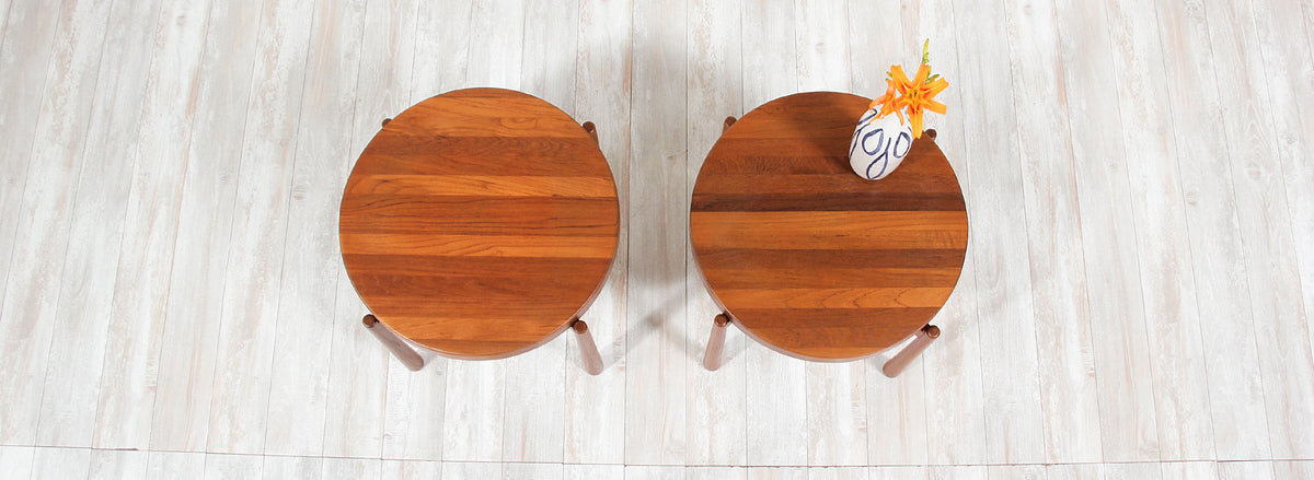 Swedish Modern Reversible Tray Top Side Tables by Dux