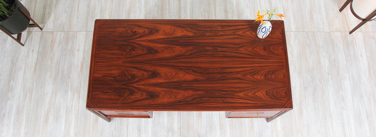Danish Modern Rosewood Floating-Top Desk with Bookshelf by Dyrlund