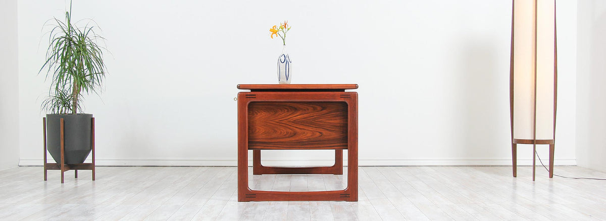 Danish Modern Rosewood Floating-Top Desk with Bookshelf by Dyrlund