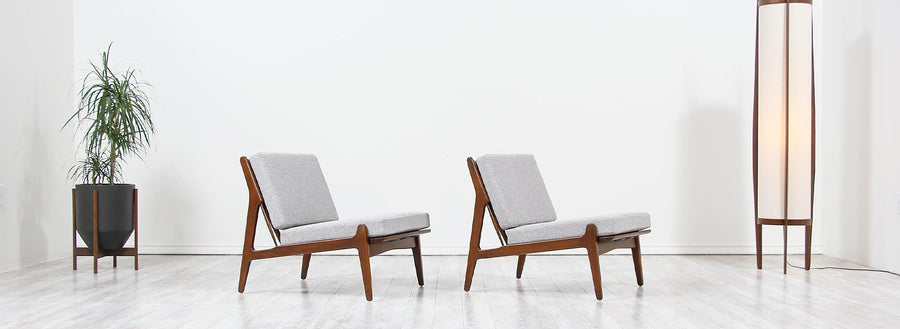 Danish Modern Slipper Chairs by Ib Kofod-Larsen for Selig