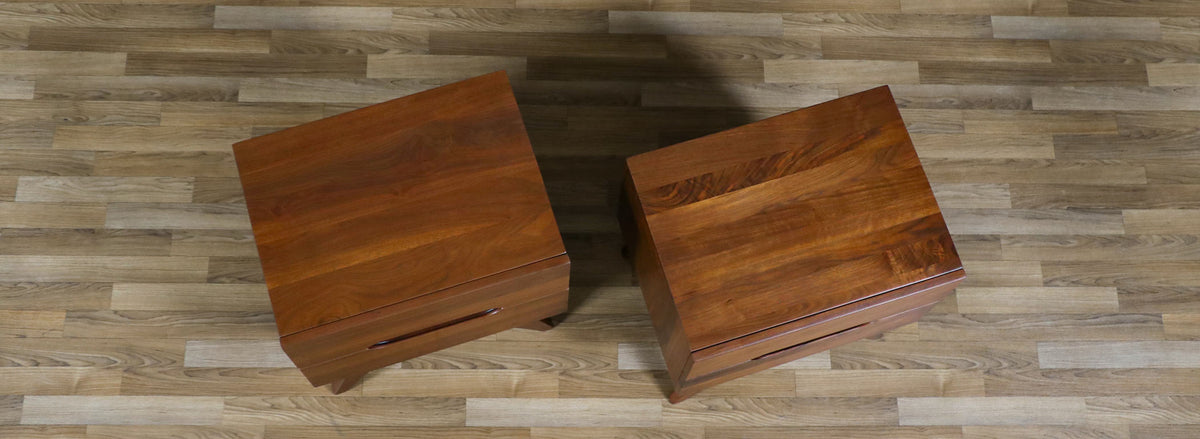 Mid-Century Californian Modern Sculpted Walnut Night Stands