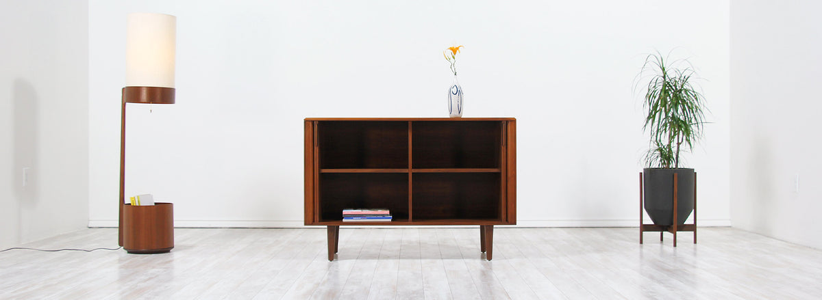 Mid-Century Modern Tambour-Door Walnut Credenza by Barzilay