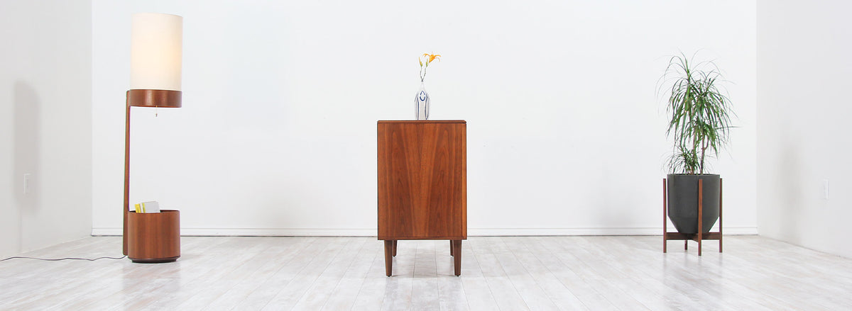 Mid-Century Modern Tambour-Door Walnut Credenza by Barzilay