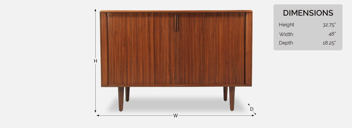Mid-Century Modern Tambour-Door Walnut Credenza by Barzilay