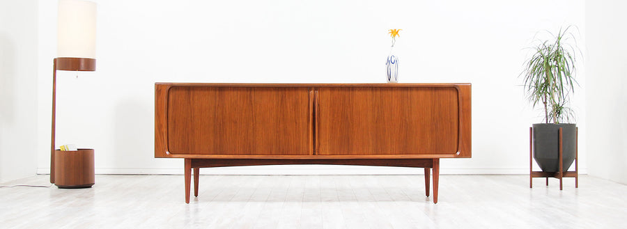 Danish Modern Tambour-Door Walnut Credenza by Bernhard Pedersen and Son