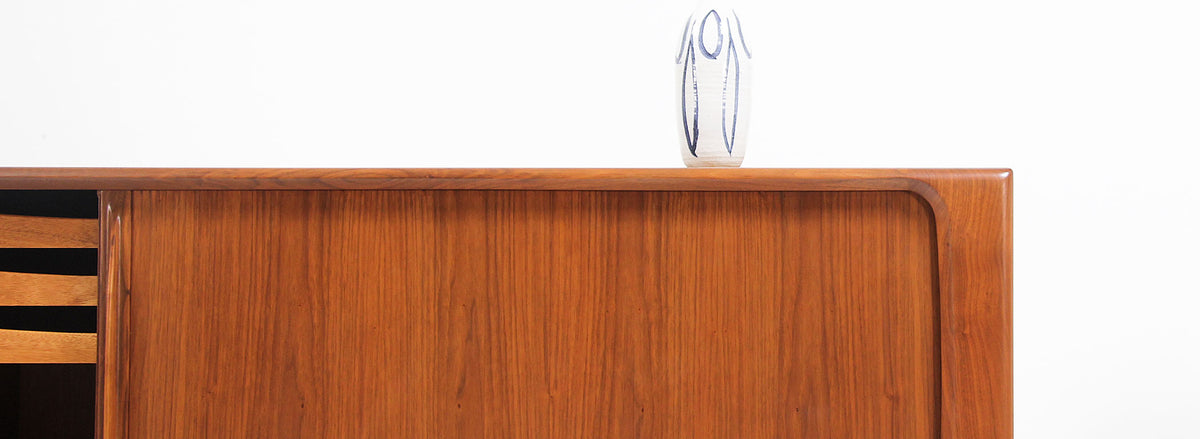 Danish Modern Tambour-Door Walnut Credenza by Bernhard Pedersen and Son