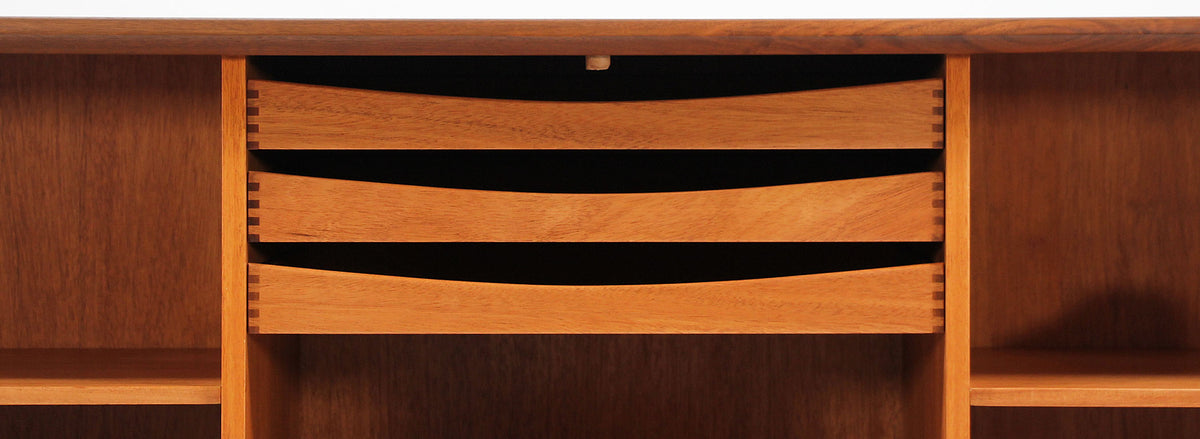 Danish Modern Tambour-Door Walnut Credenza by Bernhard Pedersen and Son