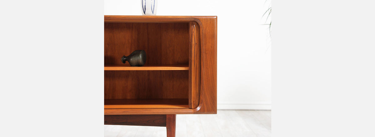 Danish Modern Tambour-Door Walnut Credenza by Bernhard Pedersen and Son