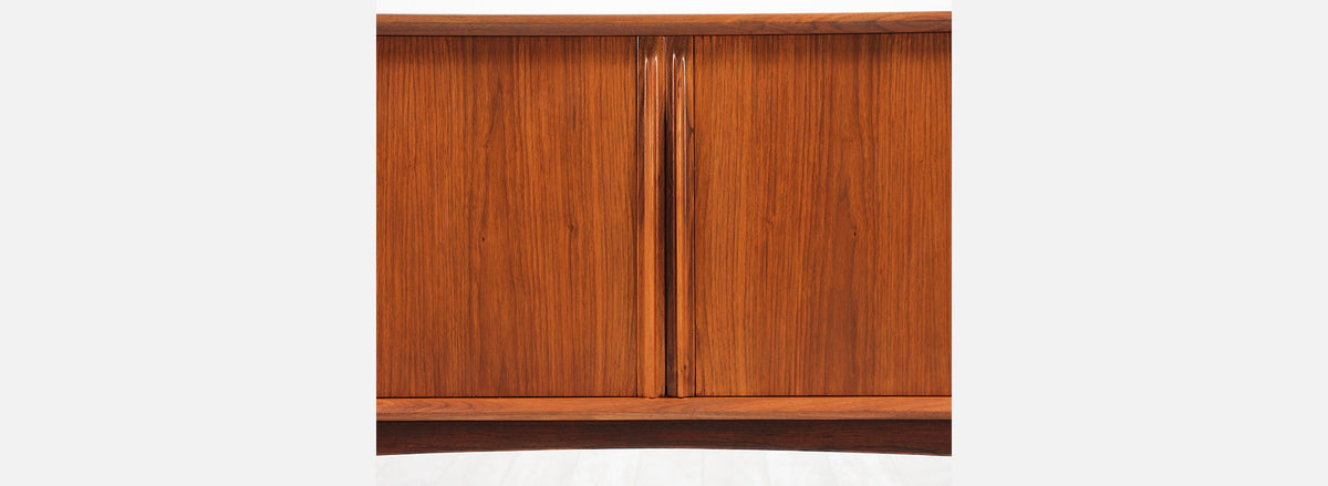 Danish Modern Tambour-Door Walnut Credenza by Bernhard Pedersen and Son
