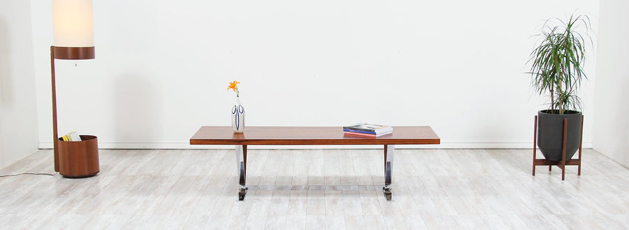 Danish Modern Rosewood & Chrome Coffee Table by Georg Thams