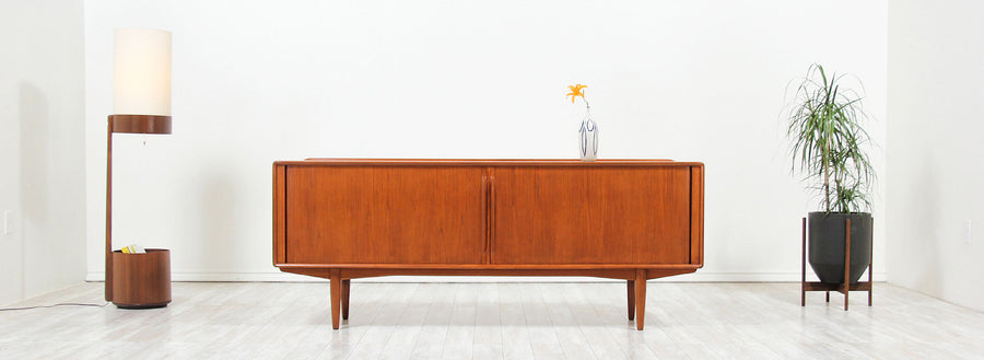 Mid-Century Modern Tambour-Door Teak Credenza by Alf Aarseth for Gustav Bahus