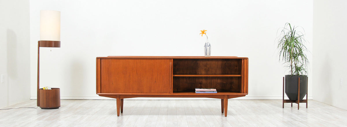Mid-Century Modern Tambour-Door Teak Credenza by Alf Aarseth for Gustav Bahus