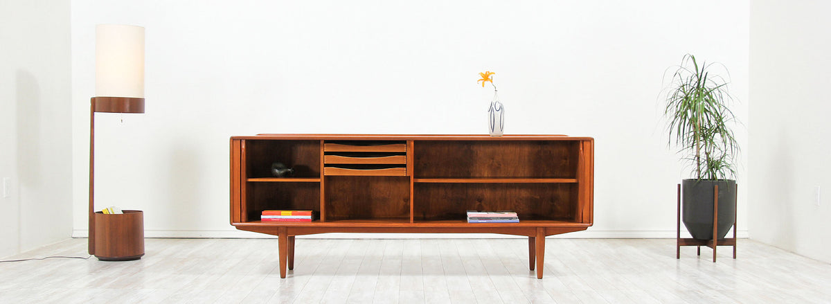 Mid-Century Modern Tambour-Door Teak Credenza by Alf Aarseth for Gustav Bahus