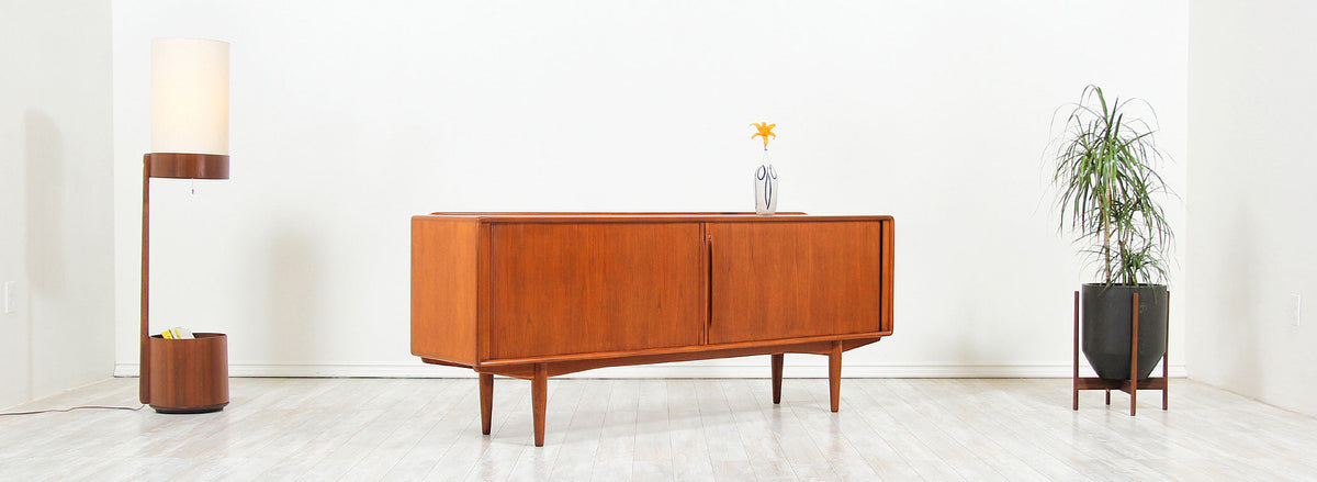 Mid-Century Modern Tambour-Door Teak Credenza by Alf Aarseth for Gustav Bahus