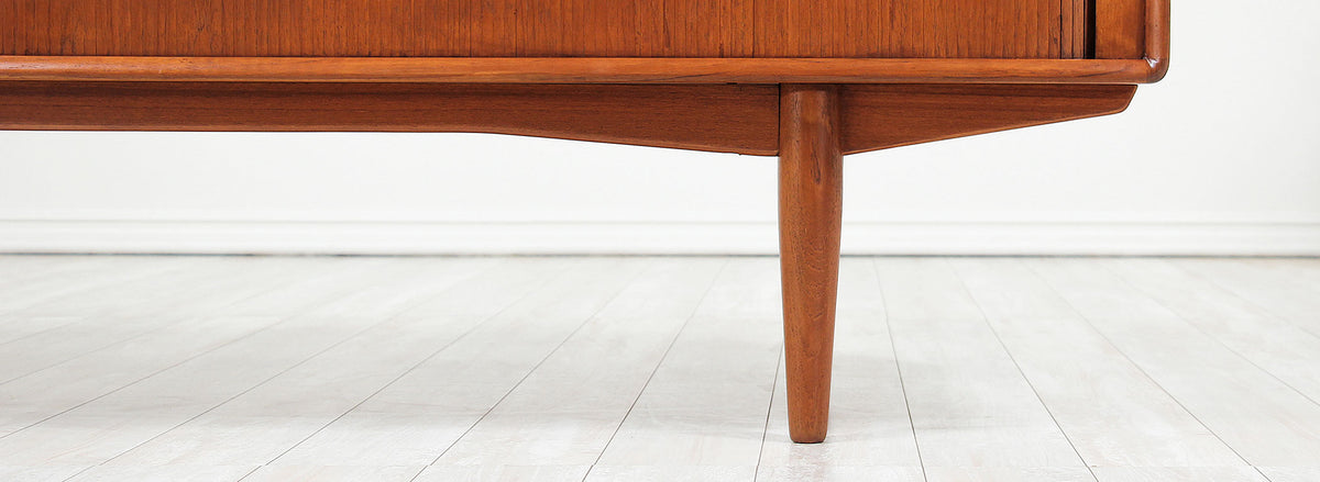 Mid-Century Modern Tambour-Door Teak Credenza by Alf Aarseth for Gustav Bahus