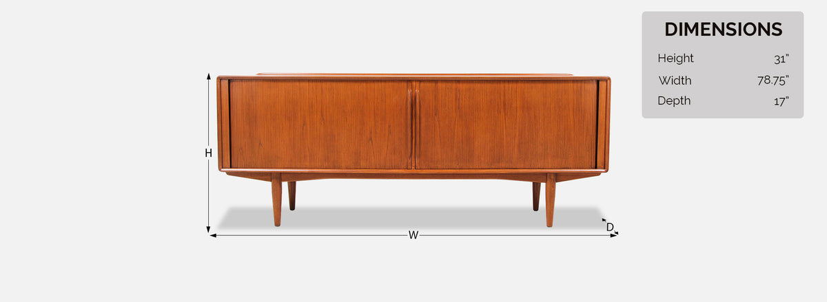 Mid-Century Modern Tambour-Door Teak Credenza by Alf Aarseth for Gustav Bahus