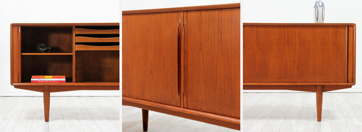Mid-Century Modern Tambour-Door Teak Credenza by Alf Aarseth for Gustav Bahus