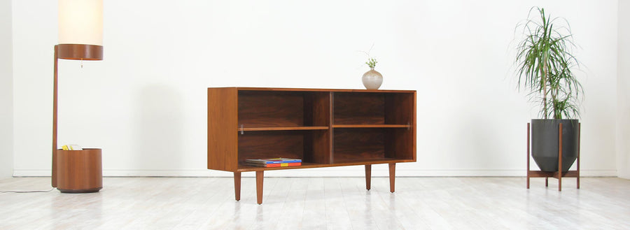 Danish Modern Walnut & Glass Bookcase