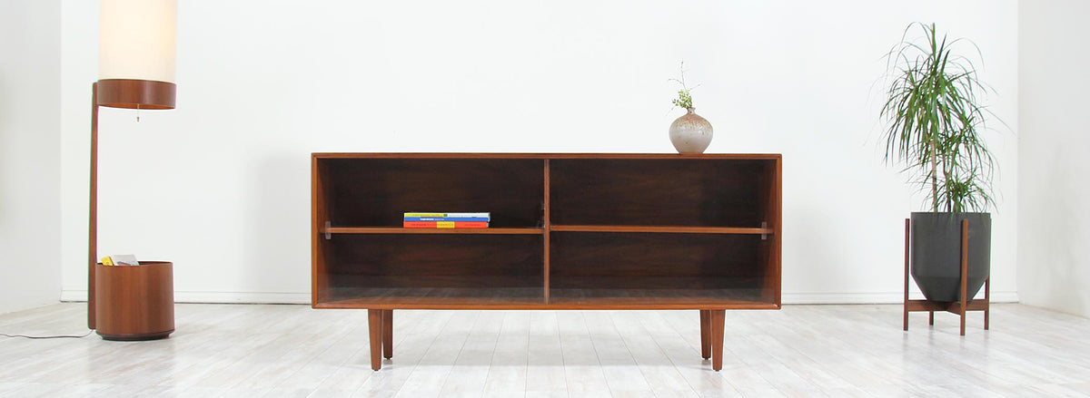 Danish Modern Walnut & Glass Bookcase