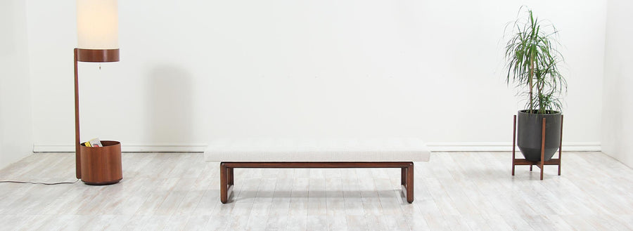 Mid-Century Floating Tubular Walnut Bench