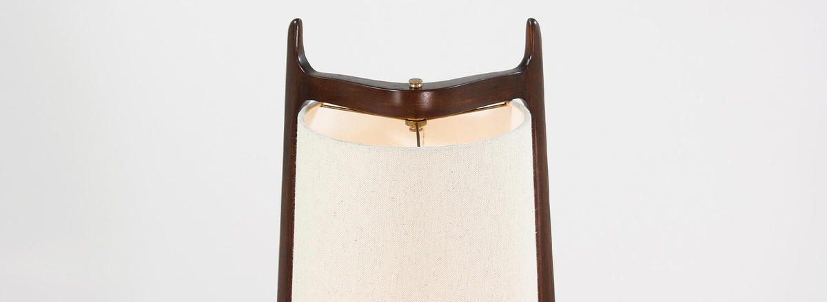 Mid-Century Sculpted Floor Lamp with Side Table
