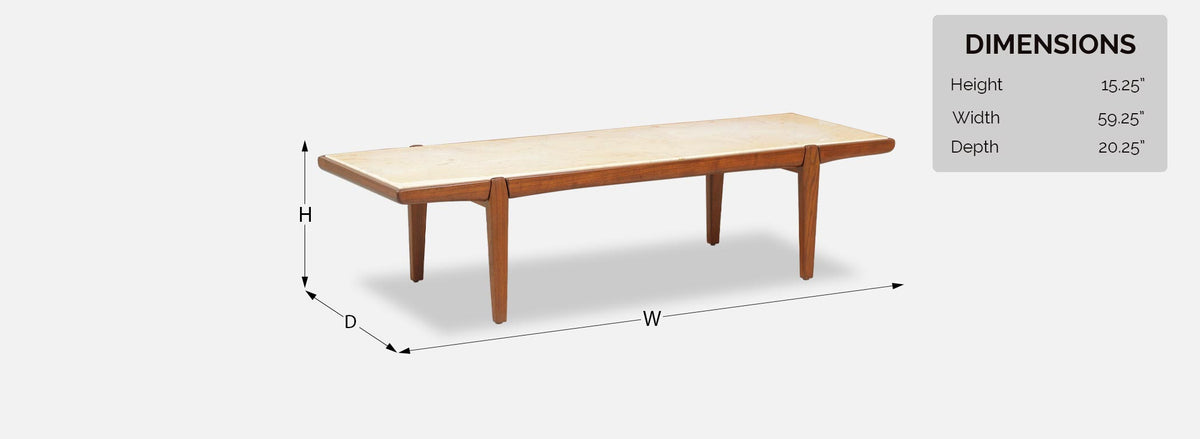 Mid-Century Modern Coffee Table with Resin Marble Top