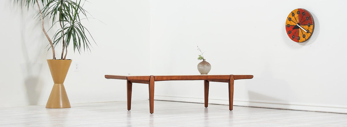 Mid-Century Modern Coffee Table with Resin Marble Top
