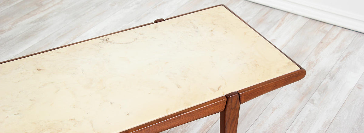 Mid-Century Modern Coffee Table with Resin Marble Top
