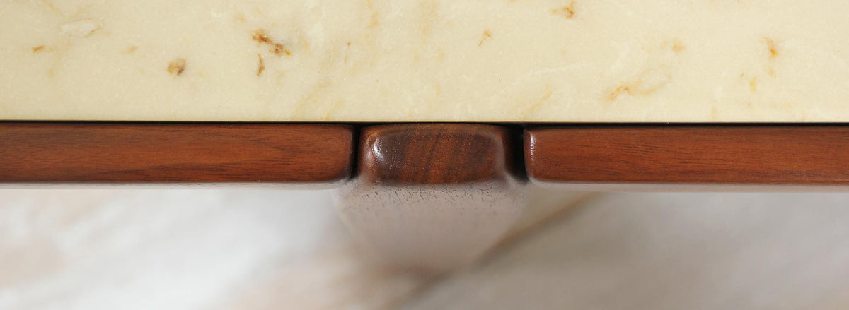 Mid-Century Modern Coffee Table with Resin Marble Top