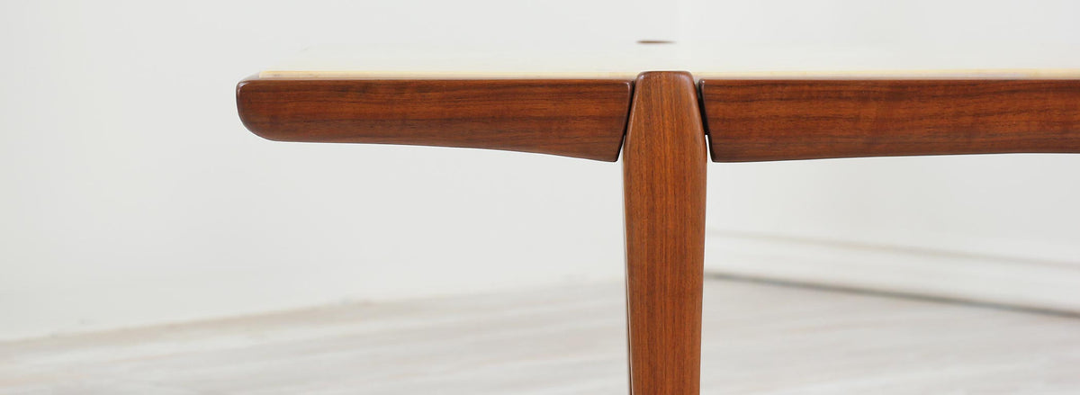 Mid-Century Modern Coffee Table with Resin Marble Top