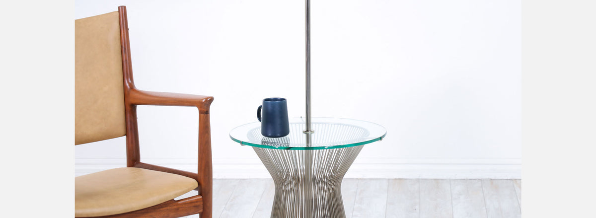 Mid-Century Modern Metal Rod & Glass Floor Lamp by Laurel Lamp Co.