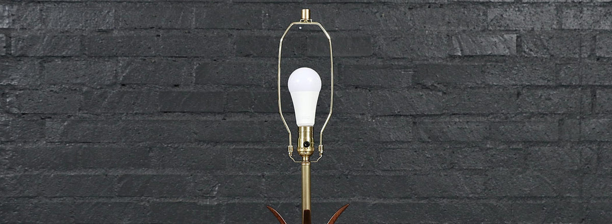 Mid-Century Sculpted Wood Floor Lamp by Roller Lamp Co.