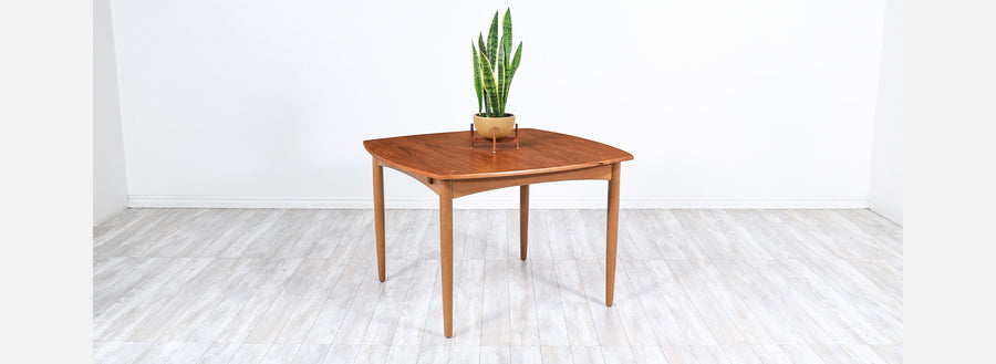 Danish Modern Teak & Oak Butterfly Leaf Dining Table