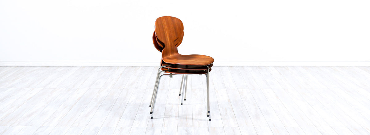 Arne Jacobsen "Ant" Model-3100 Teak Chairs for Fritz Hansen