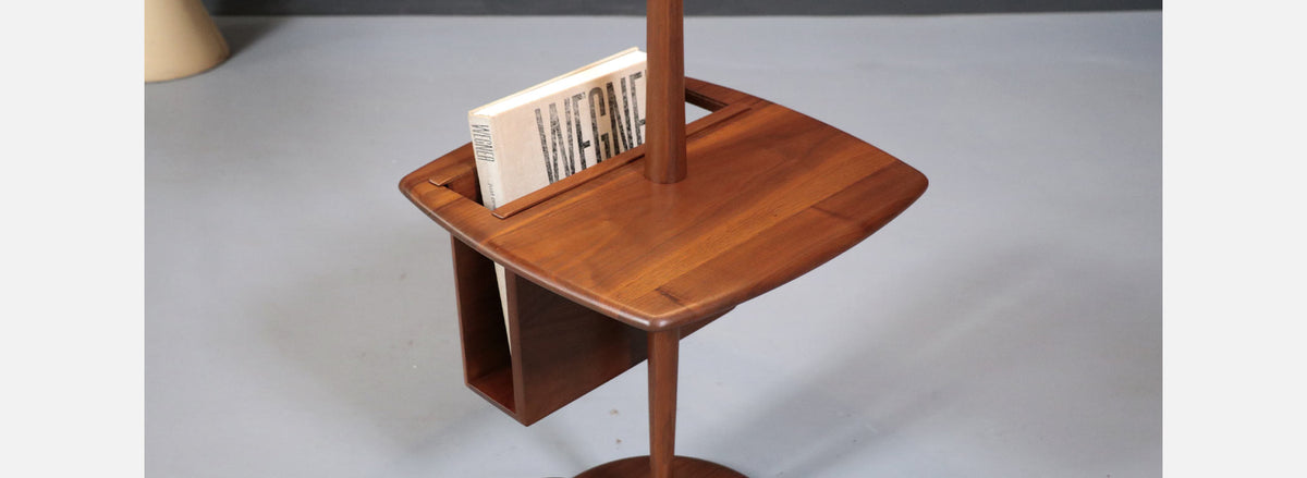 Laurel Floor Lamp w/ Removable Magazine Holder & Tray Table