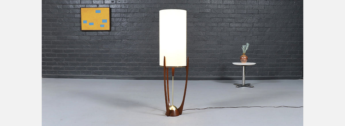 Arthur Jacobs Sculpted Korina Wood Floor Lamp for Modeline of CA