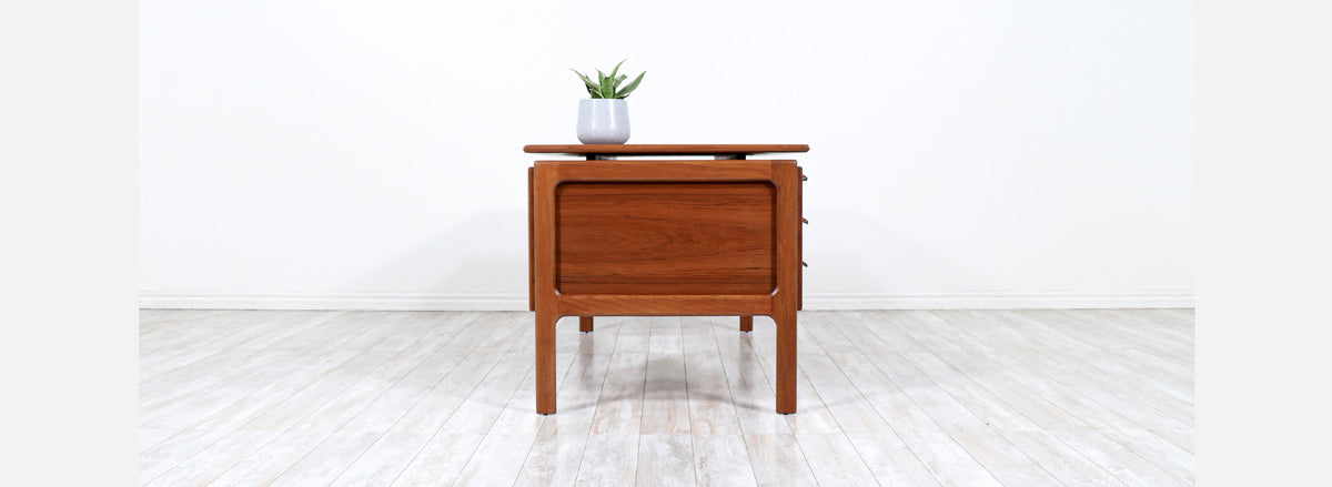 Danish Modern Floating-Top Teak Desk by G.V. Møbler