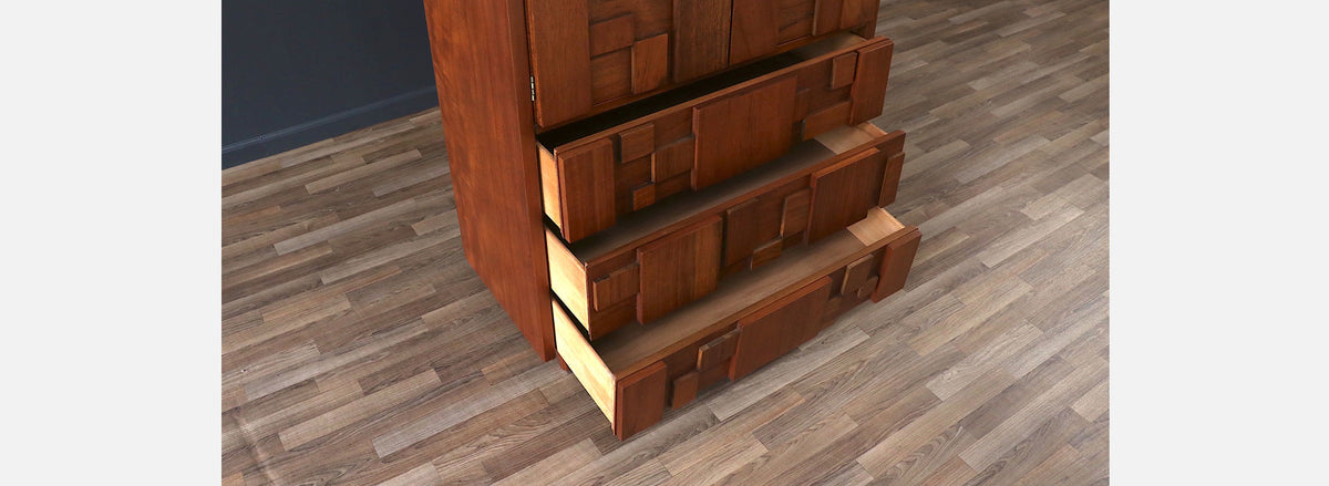 Mid-Century Brutalist "Staccato" Highboy Dresser by Lane